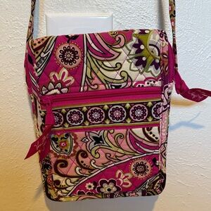 Vera Bradley VERY BERRY PAISLEY Pink and Green Crossbody Bag